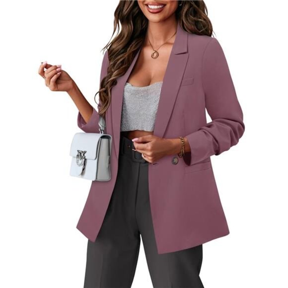 Women Casual Blazer Jacket Fashion Purple - Picture 2 of 5